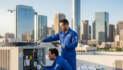 Technician performing AC repair in Chicago IL for residential cooling system maintenance