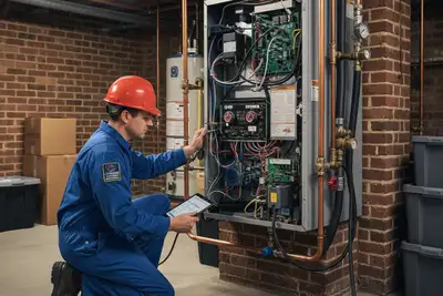 HVAC technician performing residential boiler repair in Chicago IL for efficient home heating system restoration