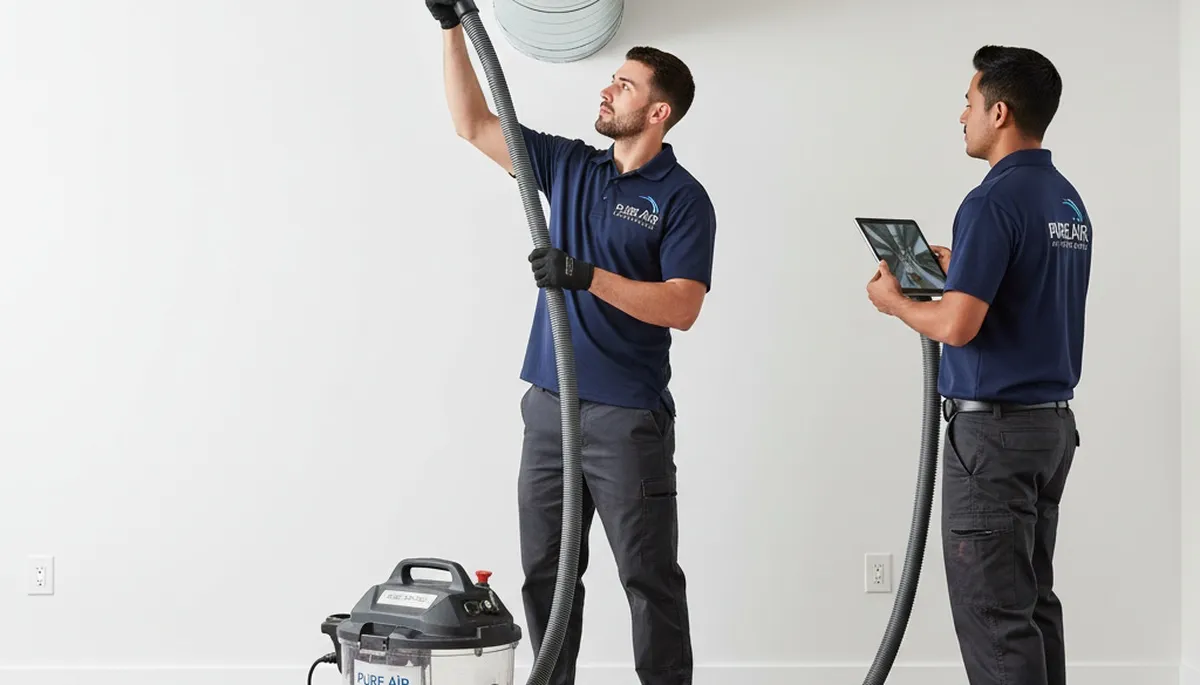 Technician cleaning air ducts for HVAC system in Chicago IL home by Five Star Cooling