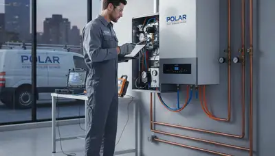 Technician performing boiler repair service in Chicago IL home for Five Star Cooling