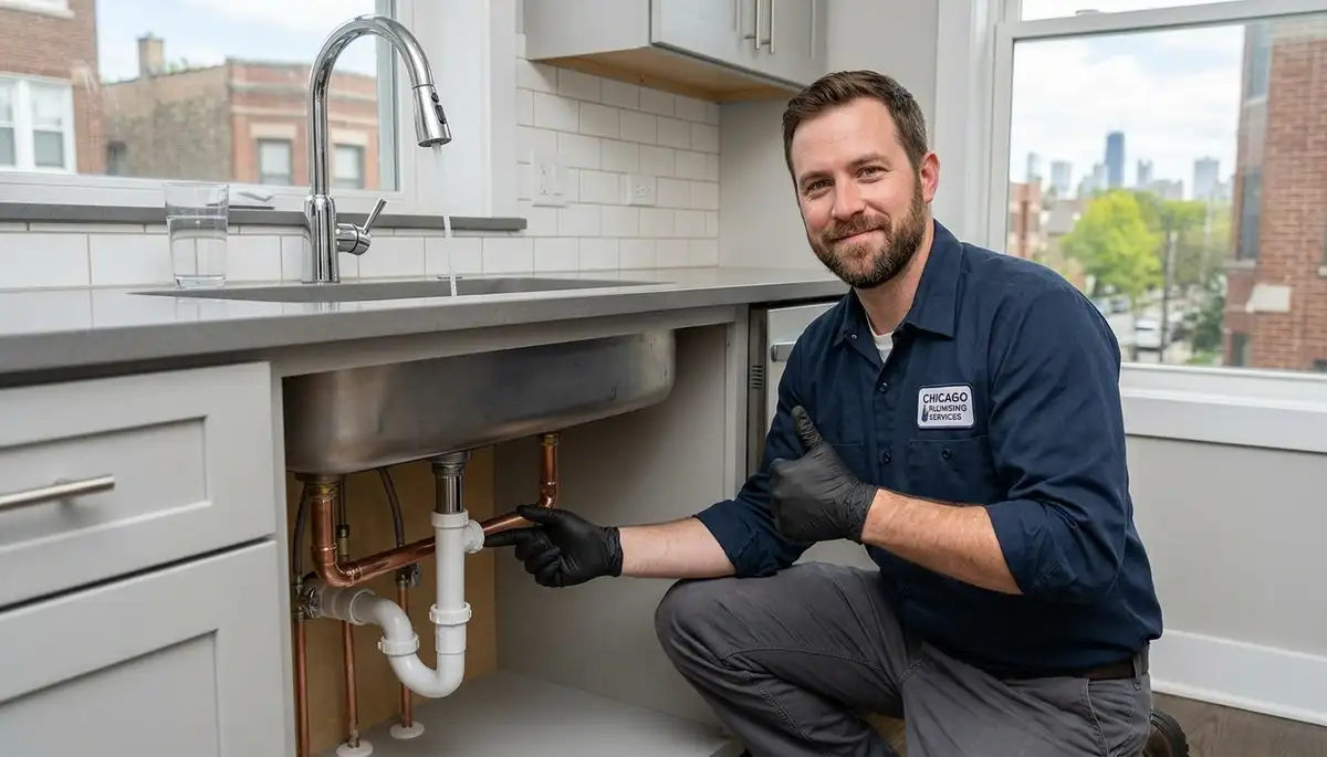 Completed plumbing repair showing quality fixtures and clean installation by experts in Chicago, IL